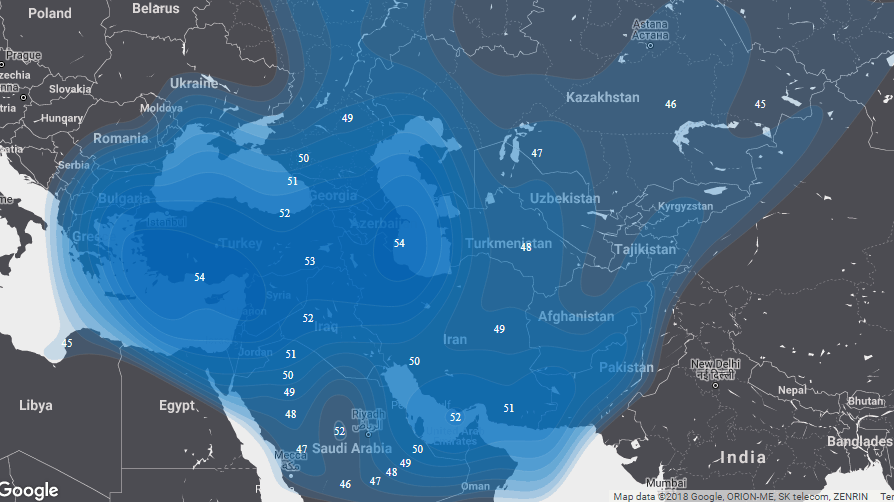 Azerspace 1 Uydusu Haritası 2019